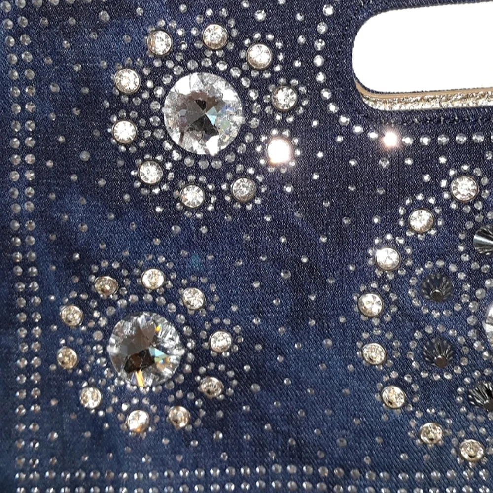 Rhinestone Bling Denim Clutch